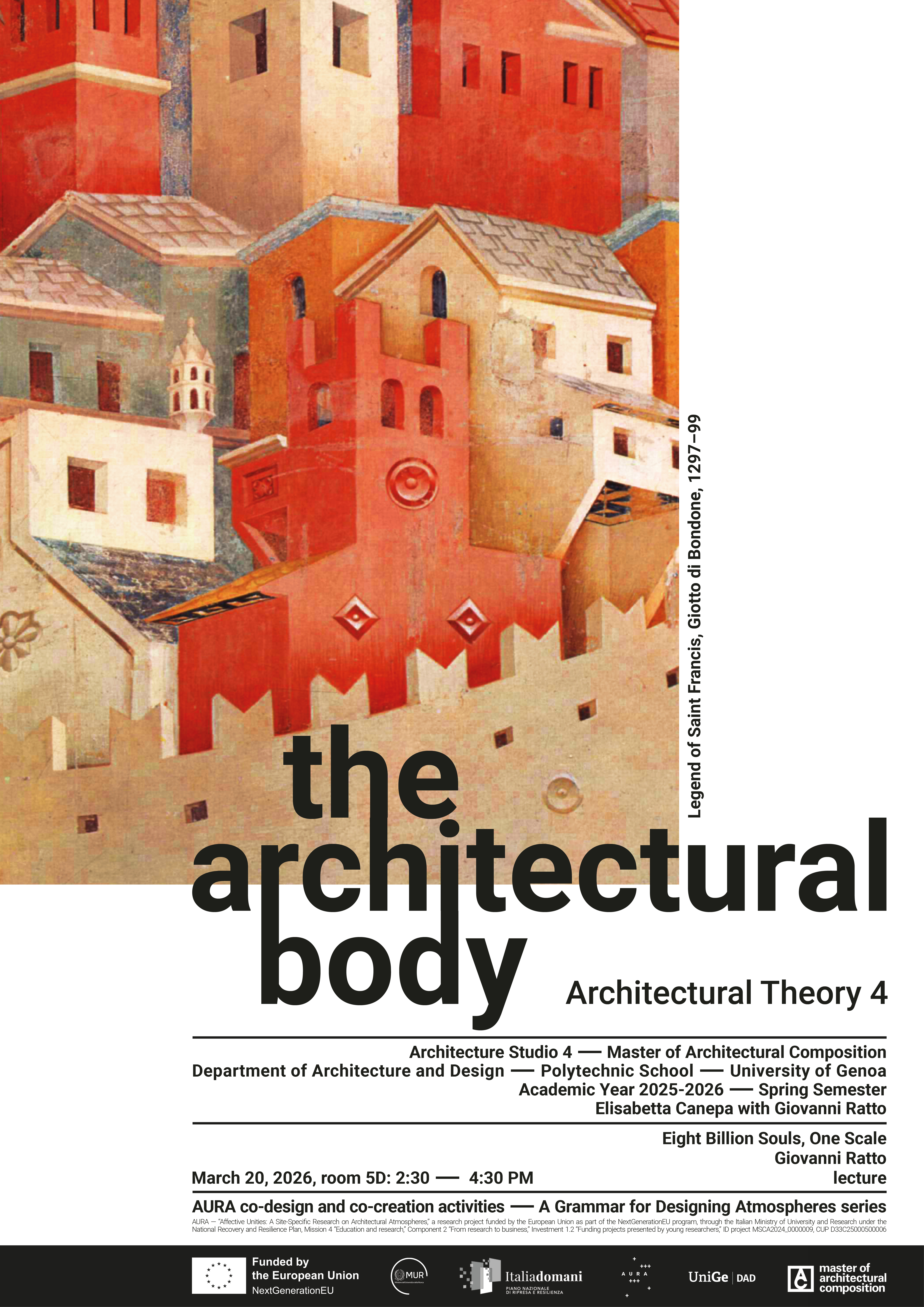 Locandina della lezione e workshop 'Stanze urbane' – LPA2B, University of Genoa, Fall 2025